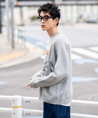 WEGO スプレーグラフィックニットプルオーバー グレー