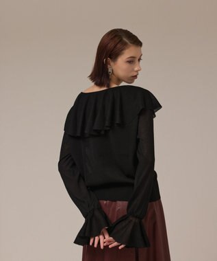 GRACE CONTINENTAL フリルニットカーディガン ブラック