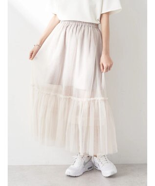 earth music&ecology ティアードチュールスカート Ivory
