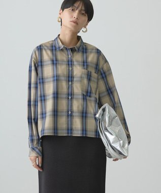 AMERICAN HOLIC イージーケアショート丈チェックシャツ Beige