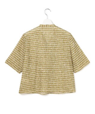 ICB ヘアリージャガードチェックプリント ボウタイブラウス マスタードミックス