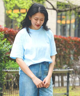 caqu caqu x GoodOn roundneck S/Stee  シンプルゆったりフィットの半袖Tシャツ R.saxe