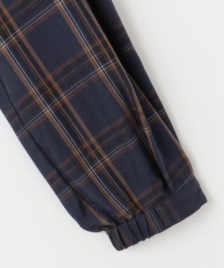 J.PRESS LADIES 【洗える】綿セルロースクリアチェック ボリューム袖 ブラウス ネイビー系3