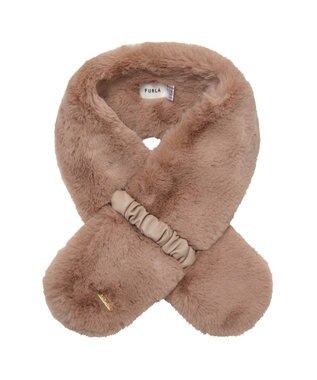 MOONBAT FURLA フェイクファーくしゅくしゅリボンマフラー ピンク