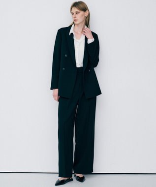 uncrave ウォッシャブルドライサップ ワイドパンツ（サスペンダー付き） ブラック(WEB限定カラー)