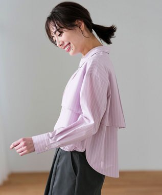 ANY SIS クロップドヨークハオリ シャツ ラベンダーストライプ