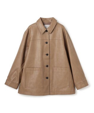 UNFILO L 【洗える】フェイクレザー ジャケット モカ