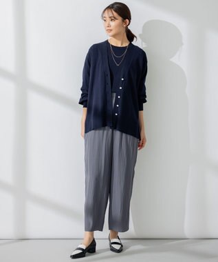 組曲 【洗える】ギャザーライトデシン パンツ ロング丈 グレー系