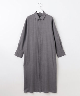 自由区 【洗える】ライトビエラシャツ ワンピース TOPグレー