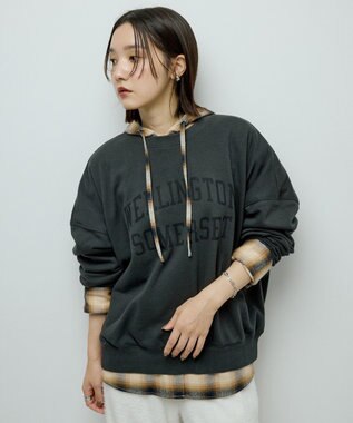 Green Parks オーバーサイズロゴ裏毛プルオーバー Charcoal Gray