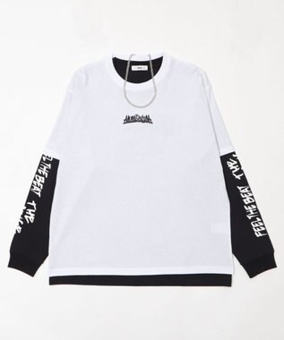 WEGO 【2点セット】アクセ付きアンサンブルグラフィックT（長袖） ホワイト