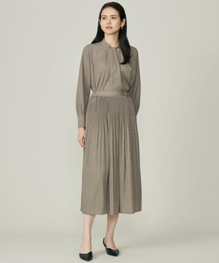 自由区 【カタログ掲載・セットアップ対応】ライトサテン ブラウス カーキ×オフ(変形ドット)