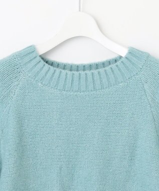 Feroux 【洗える】パールスリーブ ケーブルニット グリーン系