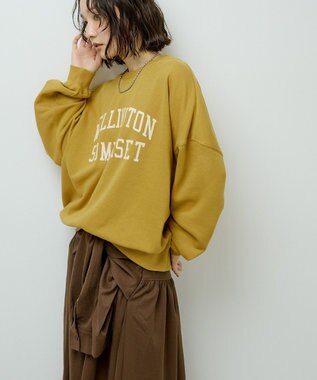 Green Parks オーバーサイズロゴ裏毛プルオーバー Mustard