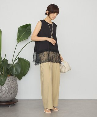 AMERICAN HOLIC 裾レースノースリーブプルオーバー Black
