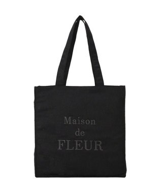 Maison de FLEUR ブランドロゴ刺繍ジャカードスクエアトート Black