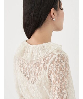 earth music&ecology ポコポコレースブラウス Ivory