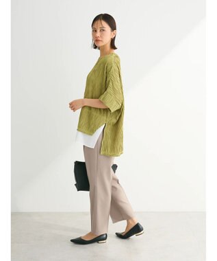 Green Parks カットジャガード裾ドッキングプルオーバー Green