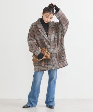 earth music&ecology オーバーテーラードジャケット　チェック Check