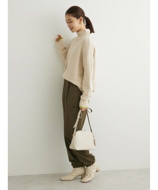 Green Parks 袖ラインカノコ編みニットプルオーバー Off White