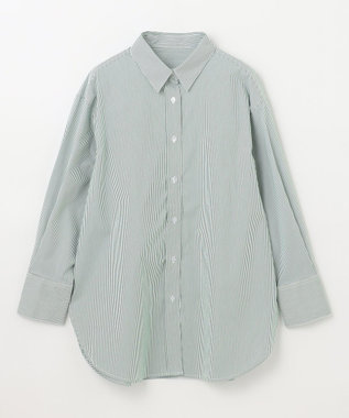 ANY 【洗濯機可能/接触冷感/UVケア】カラーストライプシャツ グリーン