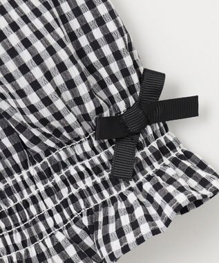 ANY KIDS 袖ギンガム 七分袖 Tシャツ ブラック×ブラックギンガム