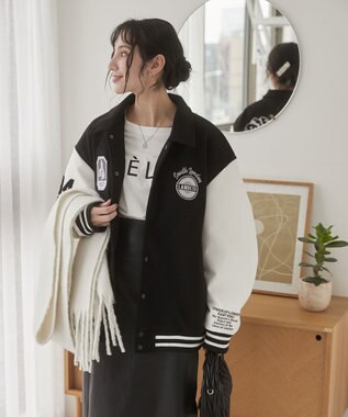 WEGO 【ユニセックス着用ITEM/SMLサイズ展開】メルトンワッペンスタジャン ブラックその他