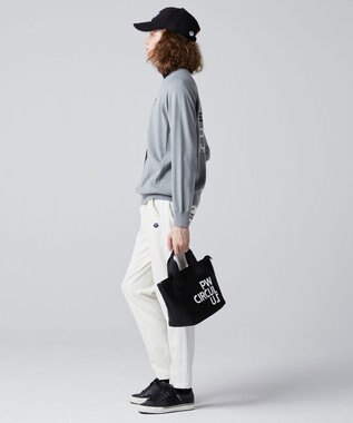 PW CIRCULUS 【MEN】【洗える】ベアスタンドモチーフ ラグランスリーブ クルーネック ニット ライトグレー系