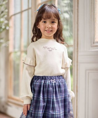 ANY KIDS 肩フリル しあわせタッチニット エクリュ