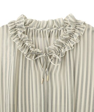 YECCA VECCA ギャザーリボンブラウス Stripe