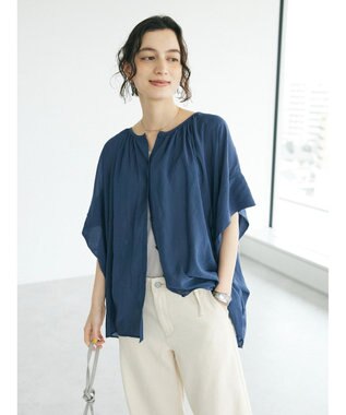 CRAFT STANDARD BOUTIQUE ウ゛ィンテージボイル２ＷＡＹタックブラウス Deep Blue