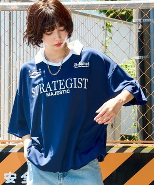 WEGO 【ユニセックス着用ITEM/MLサイズ展開】ドロストゲームシャツプルオーバー ネイビー