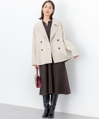 組曲 S ダブルブレストリバー コート アイボリー系