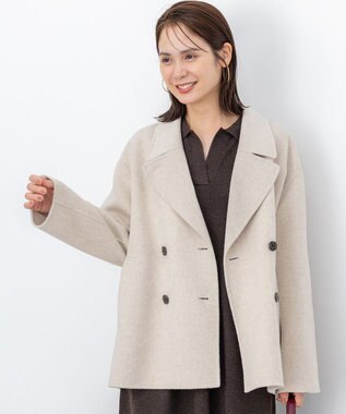 組曲 S ダブルブレストリバー コート アイボリー系