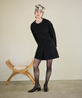 #Newans 【セットアップ可能】ワイドスリーブツイードプルオーバー ブラック