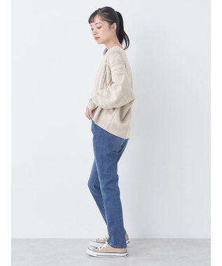 earth music&ecology ベロアモールケーブルカーディガン Beige