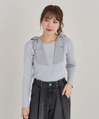 Green Parks ・ｓｗｉｎｇ　ｂｙ　ショルダーリボンプルオーバー Sax