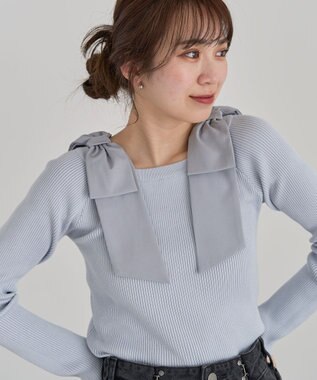 Green Parks ・ｓｗｉｎｇ　ｂｙ　ショルダーリボンプルオーバー Sax