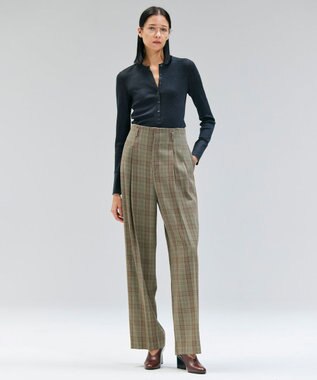 BEIGE， 【洗える・GISELe 10月号掲載】FORD / ウール配色メローヘンリーネックカットソー Charcoal