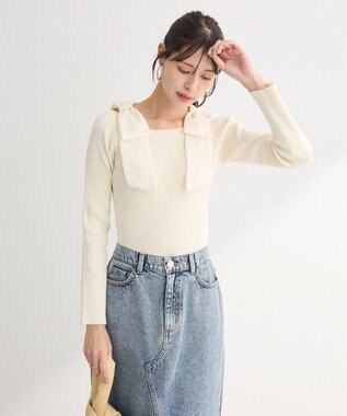 Green Parks ・ｓｗｉｎｇ　ｂｙ　ショルダーリボンプルオーバー Ivory