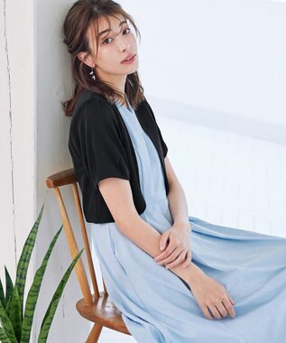 Tiaclasse 【洗える】大人上品なタックパフスリーブボレロ ブラック