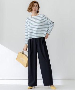 23区 S 【Oggi3月号掲載/セットアップ対応】ライトクロス ワイドパンツ ネイビー系
