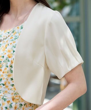 Tiaclasse 【洗える】大人上品なタックパフスリーブボレロ アイボリー