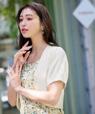 Tiaclasse 【洗える】大人上品なタックパフスリーブボレロ アイボリー