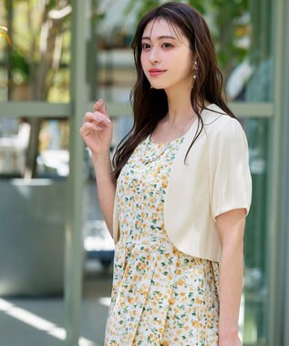 Tiaclasse 【洗える】大人上品なタックパフスリーブボレロ アイボリー