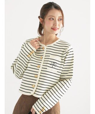 Te chichi レタードポケットジャケットカーディガン オフホワイト