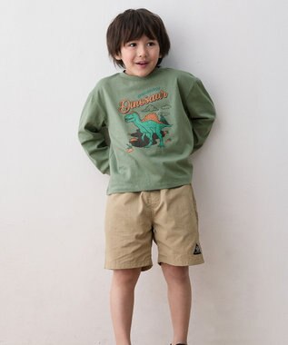 ANY KIDS 恐竜プリント 長袖Tシャツ カーキ（スピノサウルス）