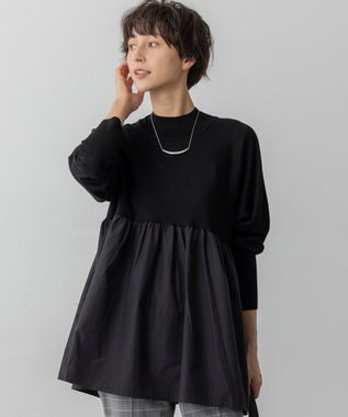 23区 L 【洗える】ギャザープルオーバー コンビ ニット