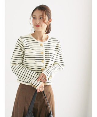 Te chichi レタードポケットジャケットカーディガン オフホワイト