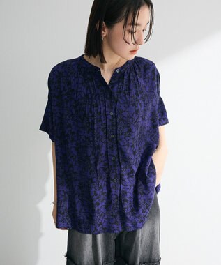Green Parks 【WEB限定】アソート柄さらっとレーヨンブラウスⅡ Flower Black